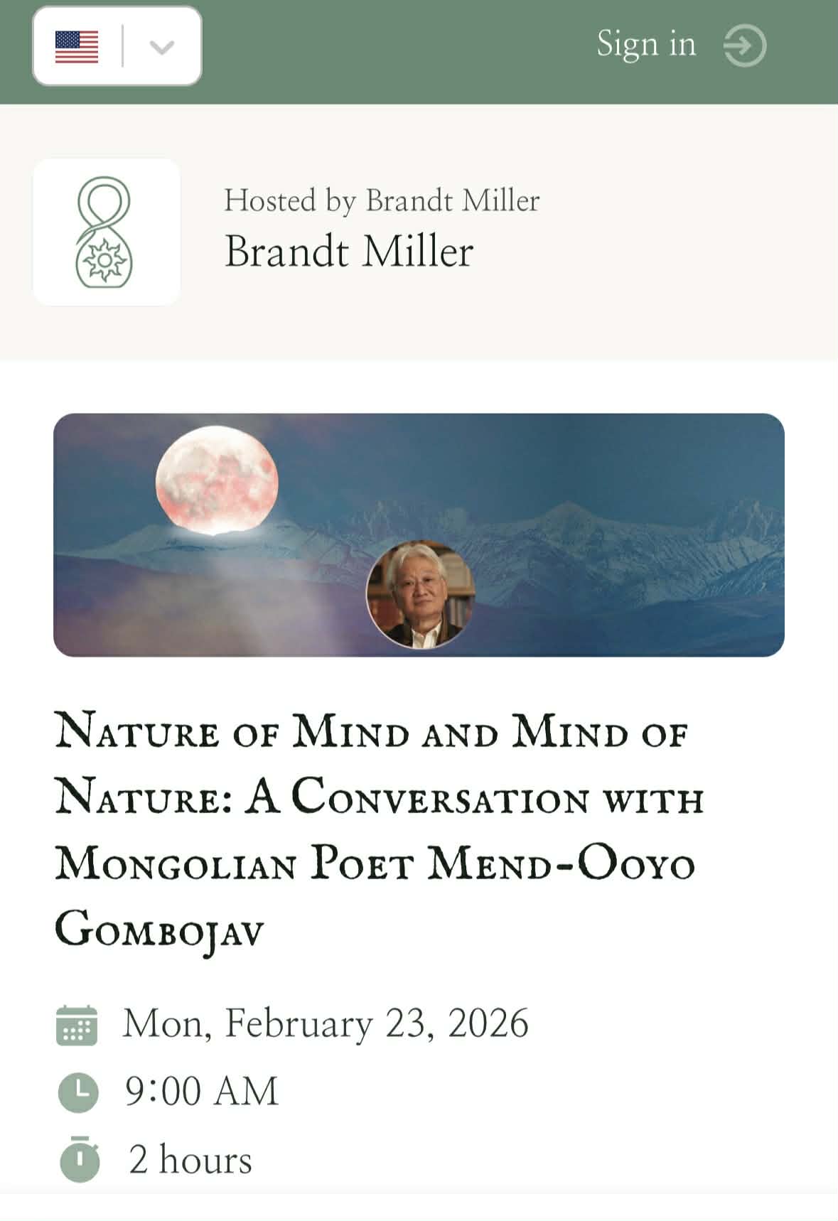 Nature of Mind and Mind of Nature: A Conversation with Mongolian Poet Mend-Ooyo Gombojav